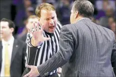  ??  ?? Referee John Higgins received death threats after Kentucky’s loss to North Carolina in Sunday’s South Regional Final.