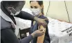  ??  ?? DR SAMANTHA Potgieter, infectious disease expert at the Universita­s Academic Hospital, was the first health-care worker to receive the Johnson & Johnson vaccine in the Free State.