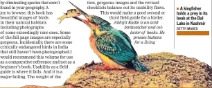  ?? GETTY IMAGES ?? A kingfisher holds a prey in its beak at the Dal Lake in Kashmir