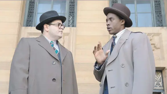  ?? OPEN ROAD FILMS ?? Josh Gad, left, and Chadwick Boseman have a light comic interplay in the new movie Marshall, based on one of Thurgood Marshall’s cases set in Bridgeport, Conn.