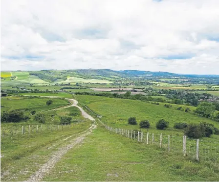  ?? ?? Looking down the South Downs Way from Amberley