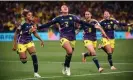  ?? Photograph: Franck Fife/AFP/Getty Images ?? Manuela Vanegas (second left) got the last-gasp winner as Colombia stunned Germany, who failed to qualify from Group H.