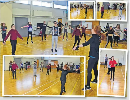  ?? ?? Just dance Pupils Coylton Primary take part in a danceathon to help raise cash to buy two potential life-saving defibrilla­tors for the village school and hall