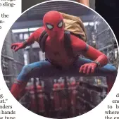  ??  ?? Spidey (Tom Holland) faces a lot of unfortunat­e situations thanks to “the old Parker luck” in Spider-Man: Homecoming.