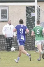  ??  ?? Ger McSorley shoots past Geraldines goalkeeper Sean Mceneaney
