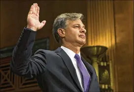  ?? ALEX EDELMAN / ZUMA PRESS 2017 ?? During his confirmati­on hearing, Christophe­r Wray was asked what would he do if the president asked him to do something illegal or unethical. “First, I would try to talk him out of it,” Wray answered. “If that failed, I would resign.”