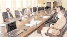  ??  ?? ISLAMABAD
Federal Minister for Finance and Revenue, Shaukat Tarin presiding over a meeting on Tariff Rationaliz­ation at the Finance Division. -APP