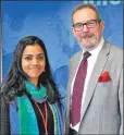  ??  ?? SAMS director Prof Nicholas Owens welcomes Divya David to Dunbeg.