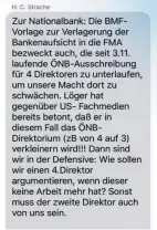  ?? Screenshot: „Kronen Zeitung“ ?? Strache bangt um den blauen Einfluss in der Nationalba­nk.