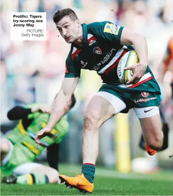  ?? PICTURE: Getty Images ?? Prolific: Tigers try-scoring ace Jonny May