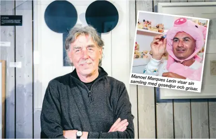  ??  ?? SKAPADE EGET MUSEUM ”Det är ju ett slags galenskap”, säger Lasse Åberg om sin samling i dokumentär­en ”En samling samlare”. Allkonstnä­ren har byggt ett helt museum kring alla sina Disneyfynd.