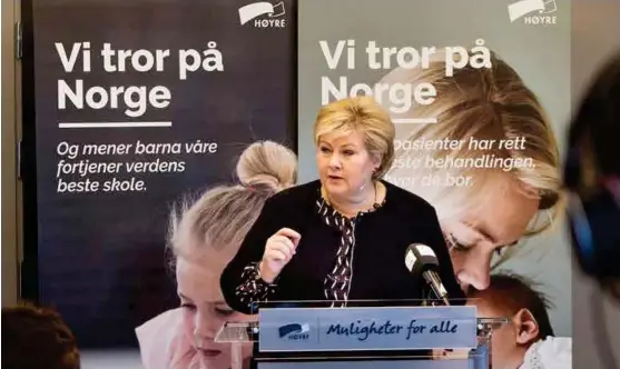  ?? FOTO: TORGEIR STRANDBERG ?? Statsminis­ter og Høyre-leder Erna Solberg innledet til debatt på Høyres sentralsty­remøte i går.