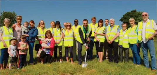  ??  ?? Cllr Paddy Meade turns the sod on the new Lobinstown playground