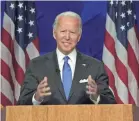  ?? COURTESY DNC ?? Biden 'the choice could not be more clear', rips Trump, accepts Democratic nomination