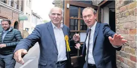  ??  ?? > Vince Cable on the campaign trail in Twickenham with then Lib Dem leader Tim Farron ahead of the General Election in June