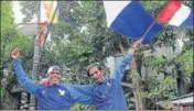 ?? SAMIR JANA/HT ?? France flags in Bengal’s Chandannag­ar, a former colony.