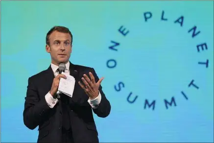  ??  ?? Instigateu­r du One Planet Summit, Emmanuel Macron lancera, cette année, la quatrième édition de ce rendez-vous.