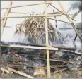  ??  ?? Tusks are burned in Gabon to deny criminals the ivory