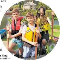  ??  ?? Ready to race are the Tree-O paddlers, from left, Joe Howells, 12, Cameron Willis, 13, and Jade Sceats, 12.