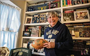  ?? JOHNNY MILANO / THE NEW YORK TIMES ?? Joe Delaney did not attend Notre Dame but is a longtime member and former president of the Notre Dame Club of Staten Island. He’s expecting a pro-Irish crowd today in New York.
