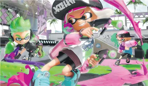  ??  ?? Splatoon 2, now available on Nintendo Switch, is an adventure game for all ages — assuming you’re OK with its cartoony vibe and silly puns.