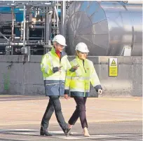  ?? Pictures: Paul Reid. ?? First Minister Nicola Sturgeon in the factory, left and top, and joining GSK CEO Emma Walmsley for a tour of the site.