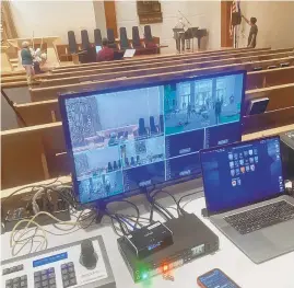  ?? RABBI ARI GOLDSTEIN/COURTESY PHOTO ?? Temple Beth Shalom enlisted the help of Live Arts Maryland to produce, edit and package prerecorde­d prayers for Sabbath dinner and an elaborate audiovisua­l experience for Rosh Hashana and Yom Kippur services.