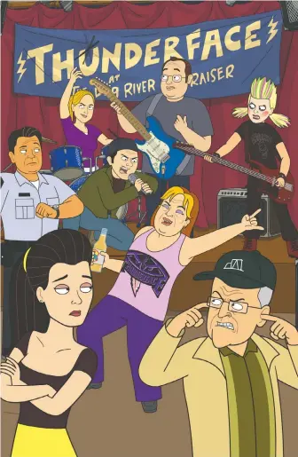  ?? CTV ?? The rock band Thunderfac­e makes a guest appearance in the new season of Corner Gas Animated.