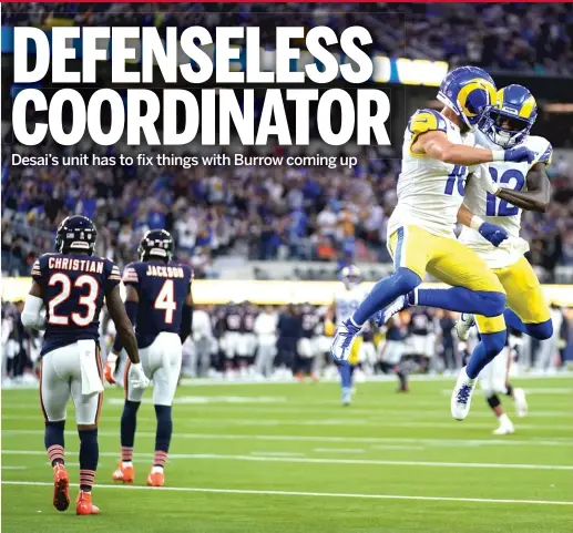  ?? MARCIO JOSE SANCHEZ/AP ?? Rams wide receivers Cooper Kupp and Van Jefferson (12) took advantage of breakdowns in the Bears’ secondary to score long touchdowns.