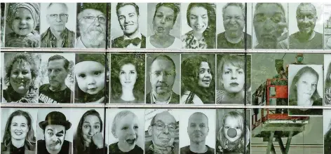  ?? FOTO: BERND THISSEN/DPA ?? Ein Ausschnitt aus dem „Inside Out Project“: Besucher wie Kunstschaf­fende haben aus der Isolation Porträtfot­os geschickt.