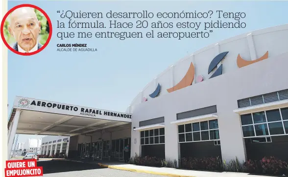  ??  ?? QUIERE UN
EMPUJONCIT­O
El gobierno municipal de Aguadilla busca impulsar una Alianza Público Privada para desarrolla­r el aeropuerto Rafael Hernández.