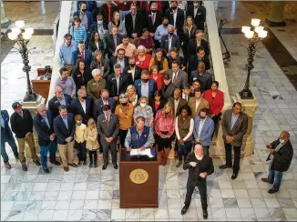  ??  ?? Gov. Brian Kemp said he won’t be silenced by MLB’s or corporate actions: “Major League Baseball, Coca-Cola and Delta may be scared of Stacey Abrams and Joe Biden and the left, but I am not.”