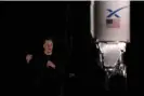  ?? Photograph: Callaghan O’Hare/Reuters ?? SpaceX’s Elon Musk gives an update on the company’s Mars rocket Starship. Musk is a proponent of longtermis­m.