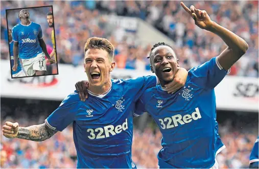  ??  ?? INSTANT IMPACT: Joe Aribo, right, celebrates scoring the opener with Ryan Jack before, inset, Sheyi Ojo made it 2-0 in the second half