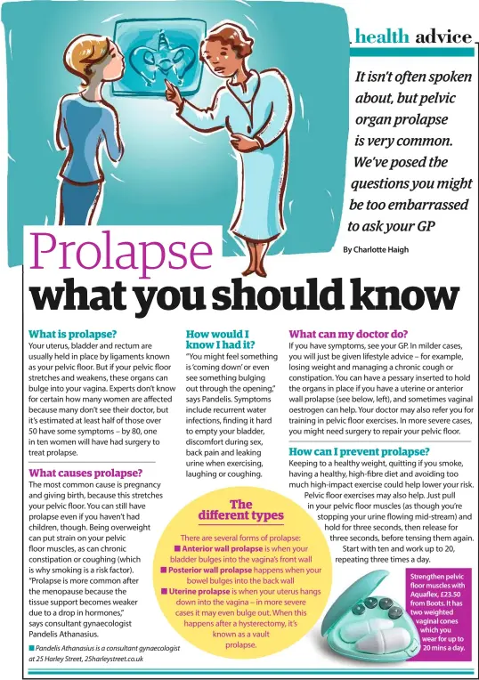  ??  ?? Strengthen pelvic floor muscles with aquaflex, £23.50 from Boots. it has two weighted vaginal cones which you wear for up to 20 mins a day.