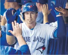  ?? FRED THORNHILL/THE CANADIAN PRESS ?? Blue Jays first baseman Justin Smoak says he “chased the numbers” in previous seasons, and now that he is swinging more naturally, those power numbers are finally showing up.