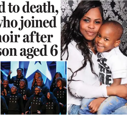  ??  ?? Tragedy: Simonne Kerr signed up to NHS choir B Positive after her son Kavele, six, died from sickle cell anaemia in 2015