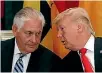  ?? PHOTO: REUTERS ?? Donald Trump has extended an olive branch to Rex Tillerson during a lunch at the White House.
