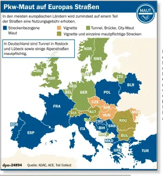  ??  ?? In fast allen europäisch­en Ländern gibt es unterschie­dliche Maut-Modelle. Oft müssen aber nur für einige wenige Strecken Gebühren bezahlt werden. Das soll sich in Deutschlan­d ändern.