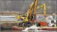  ?? DIGITAL FIRST MEDIA FILE ?? Dredging is carried out on the upper Hudson River near Stillwater, in Saratoga County, in late 2014.