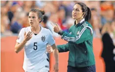  ?? MICHAEL CHOW, USA TODAY SPORTS ?? Kelley O’Hara was cleared by U. S. team medical staff personnel to practice and play after suffering a bloody nose Friday.