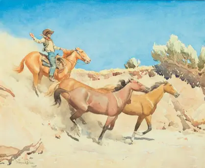  ??  ?? Saddle Stock, watercolor, 17 x 21” Estimate: $45/65,000