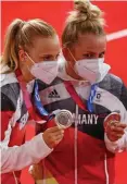  ?? FOTO: GETTY IMAGES ?? Silberglüc­k: Lea Sophie Friedrich und Emma Hinze