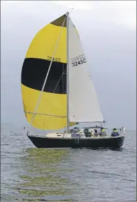  ??  ?? Ruaridh MacCall’s Oyster Catcher lifted the Bilgewater Shield for the best double-handed performanc­e in the Round Mull Race.