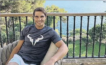  ??  ?? Rafa Nadal, en una imagen de cuando volvió a casa tras ganar el US Open 2019, que compartió con todos a través de su cuenta de Instagram