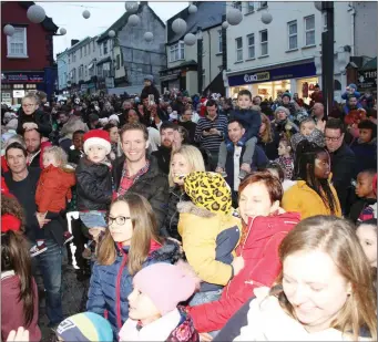  ??  ?? A section of the large crowd that gathered at the Plaza on Saturday afternoon to see the switching on of the Christmas lights and welcome in the festive season.