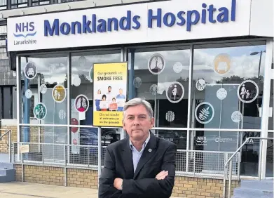  ??  ?? Missed opportunit­ies Mr Leonard, pictured outside Monklands Hospital, has hit out at the SNP Government