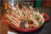  ??  ?? Rack of lamb with chimichurr­i will be one of the offerings at the new Courtside Club at Philips Arena during Atlanta Hawks games. It is one of six clubs at the arena, all of which will open in time for the fall season.