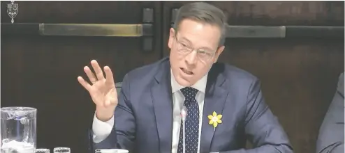  ?? HOUSE OF COMMONS ?? Ehren Cory, CEO of the Canada Infrastruc­ture Bank, testified Tuesday in front of MPS about a cancelled
power line project underneath Lake Erie that aimed to connect Ontario and Pennsylvan­ia.