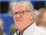  ?? Tyler Sizemore/Hearst Connecticu­t Media ?? UConn coach Geno Auriemma looks on during his team’s loss to No. 1 South Carolina on Sunday.